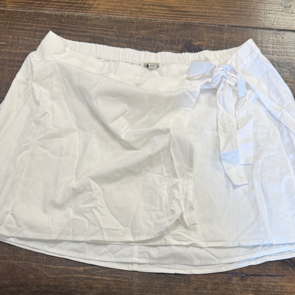 a new day White Wrap-Front Linen-Blend Skirt size XXL